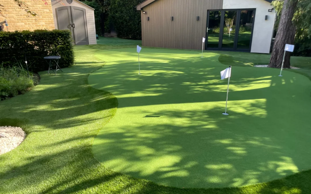Small putting green installation with artificial grass